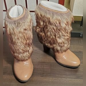 Nine West Tan and Brown Heeled Boots
